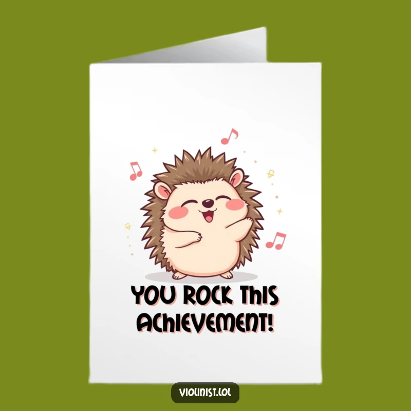 Free Printable Congrats Card: Giggling Hedgehog Rocking Out - Funny Downloadable Celebration Gift