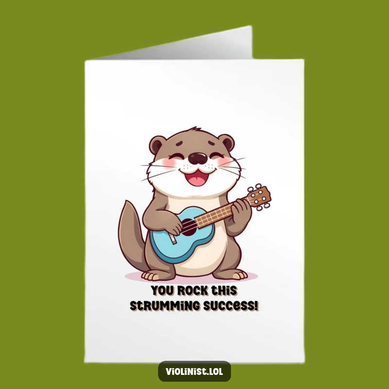Free Printable Congrats Card: Otter's Ukulele Celebration, Funny Downloadable Gift Idea
