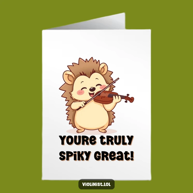 Free Printable Congrats Card: Jolly Hedgehog Violinist, Fun Rhythm, Downloadable Gift!