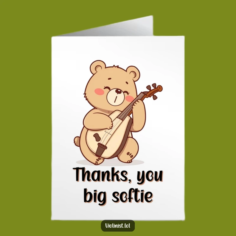 Free Printable Thank You Card: Bear Cellist's Melody, Downloadable for Gratitude