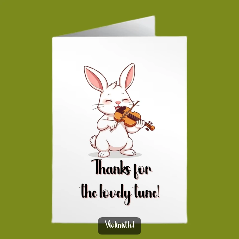 Free Printable Thank You Card: Bunny Violinist Expresses Gratitude with Musical Glee