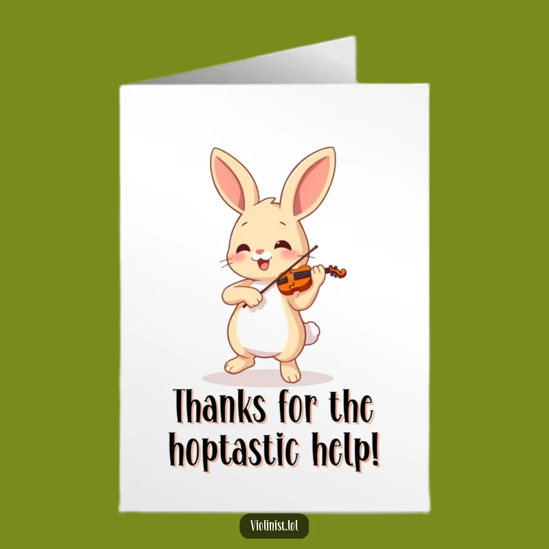 Free Printable Thank You Card: Bunny Violinist Serenade, Humorous Downloadable Gift
