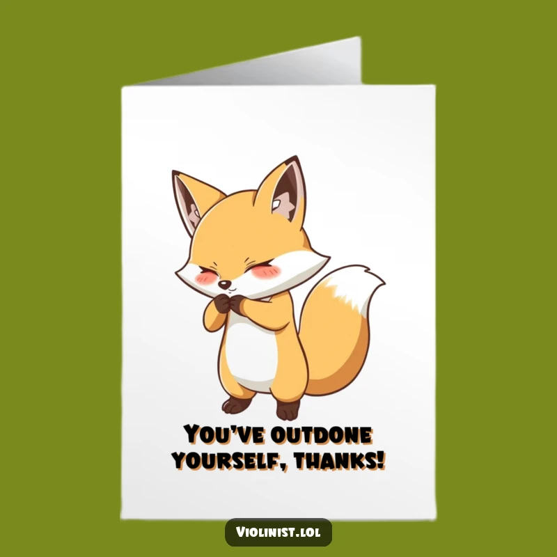Free Printable Thank You Card: Dramatic Fox Bow Design