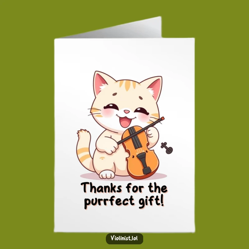 Free Printable Thank You Card: Funny Cat Violinist for a Heartfelt Downloadable Gift