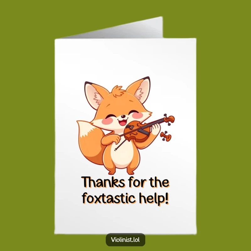 Free Printable Thank You Card: Happy Fox Violinist Shares Musical Gratitude