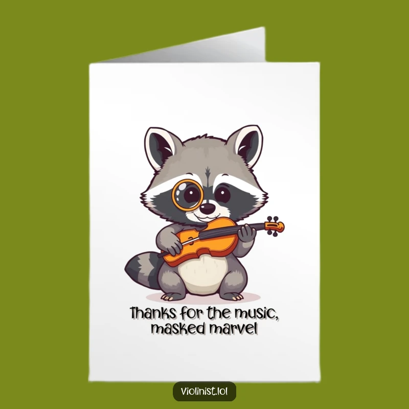 Free Printable Thank You Card: Raccoon Fiddler's Thanks, Downloadable for Gratitude