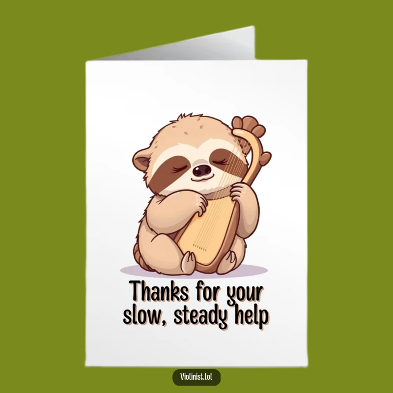 Free Printable Thank You Card: Sloth Harpist Offers Thanks, Funny Downloadable Gift
