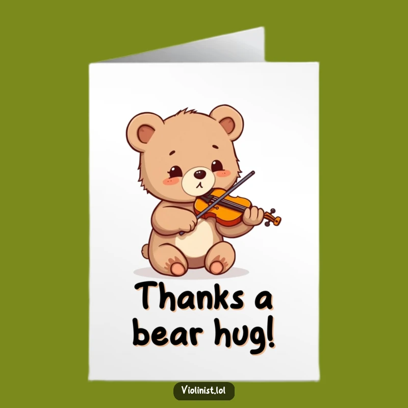 Free Printable Thank You Card: Bear Cub Violinist, Funny Downloadable