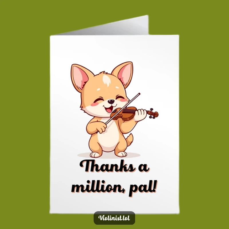 Free Printable Thank You Card: Happy Dog Violinist, Joyful Tune, Downloadable Gift!