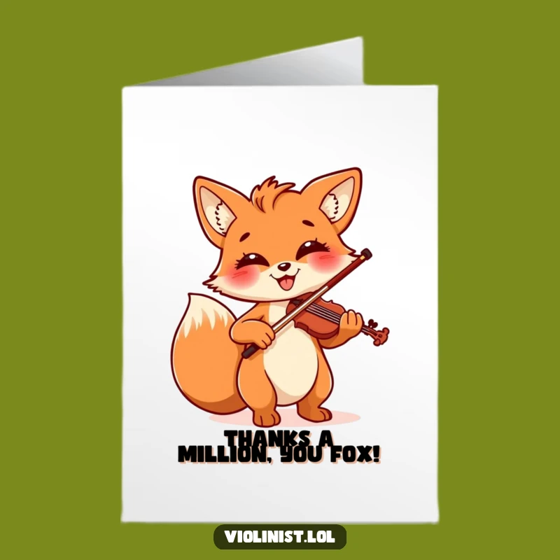 Free Printable Thank You Card: Fox Violinist, Humorous Downloadable