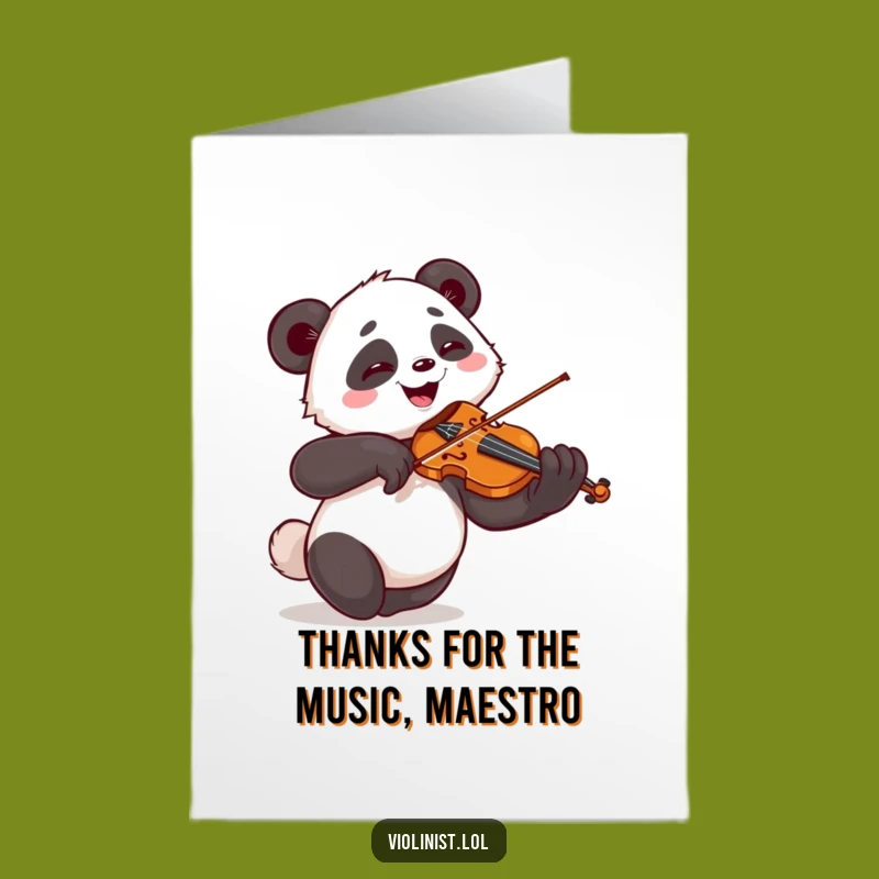 Free Printable Thank You Card: Giggling Panda Violinist, Downloadable Humor