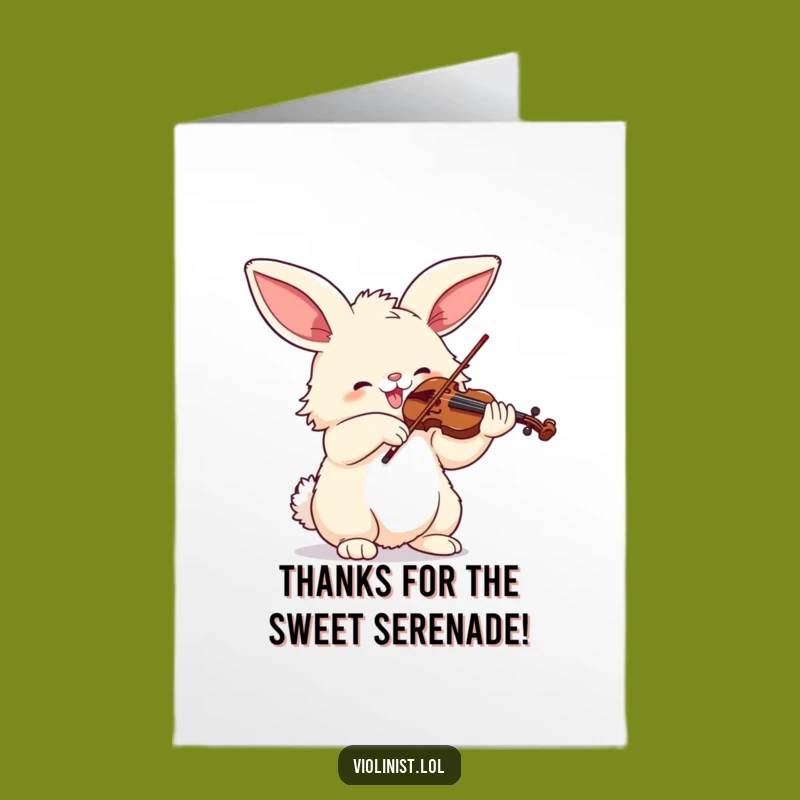 Free Printable Thank You Bunny Card: Violin Serenade Funny Gratitude Downloadable Gift