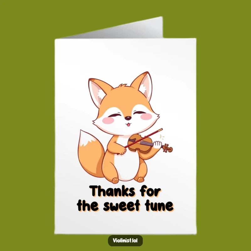 Free Printable Thank You Card: Fox Violinist's Serenade, Downloadable for Thanks