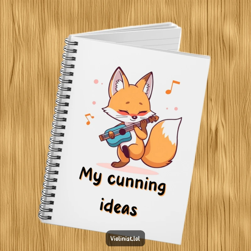 Funny fox notebook cover featuring a determined vulpine tapping its foot while playing music, ideal for note-taking.