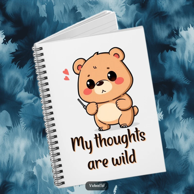 Funny notebook with a determined bear proud of a shaky musical note, ideal for jotting down humorous ideas.