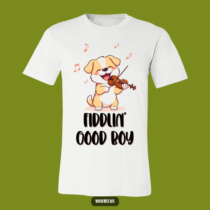 Funny Dog Violinist T-Shirt: Delighted Pooch Jammin' to Violin Tunes, Funny Gift Tee