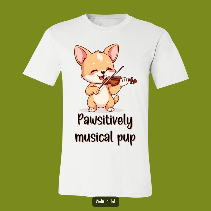 Funny Happy Dog Violinist T-Shirt - Enthusiastic Musician Apparel Gift