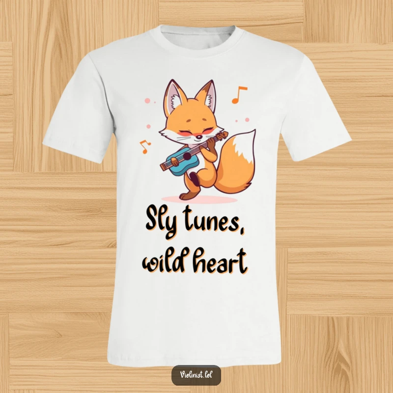 Funny fox t-shirt featuring a determined vulpine tapping its foot with musical focus while playing a melody, demonstrating dedication.