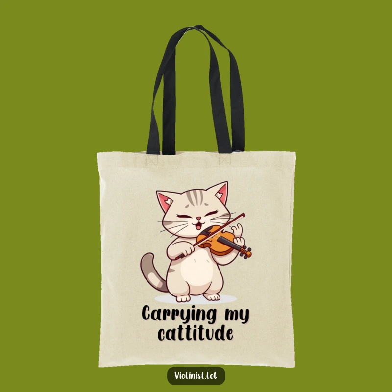Funny Cat Violinist Tote Bag - Carry Your Music with Dramatic Flair
