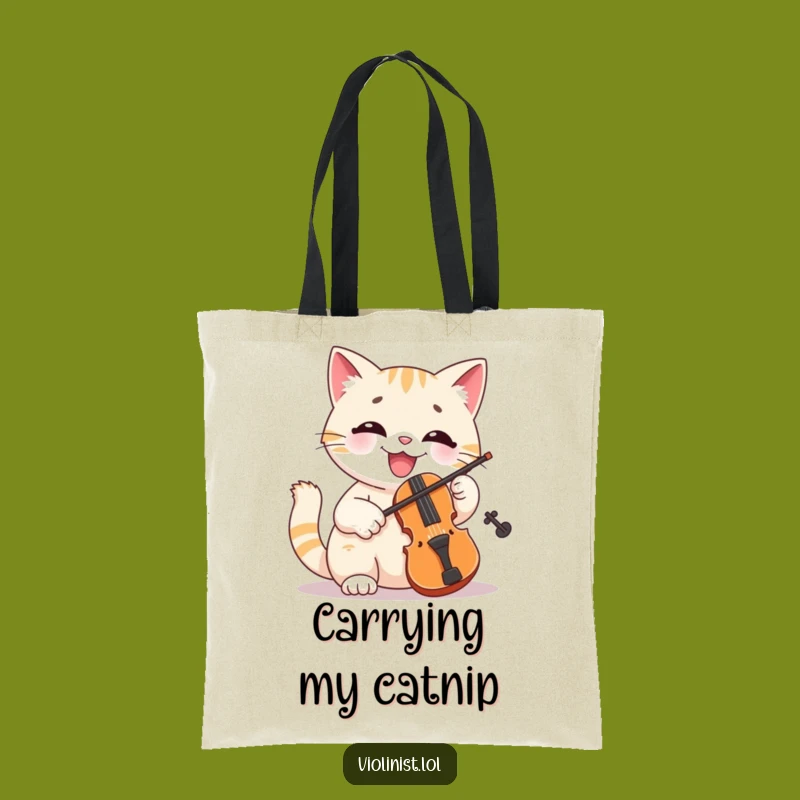Funny Cat Violinist Tote Bag A Cheerful Musician's Accessory, Perfect Funny Gift