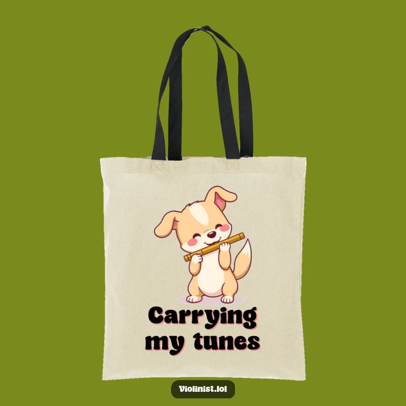 Funny Dog Flute Player Tote Bag: Carry Your Tunes & Smiles!
