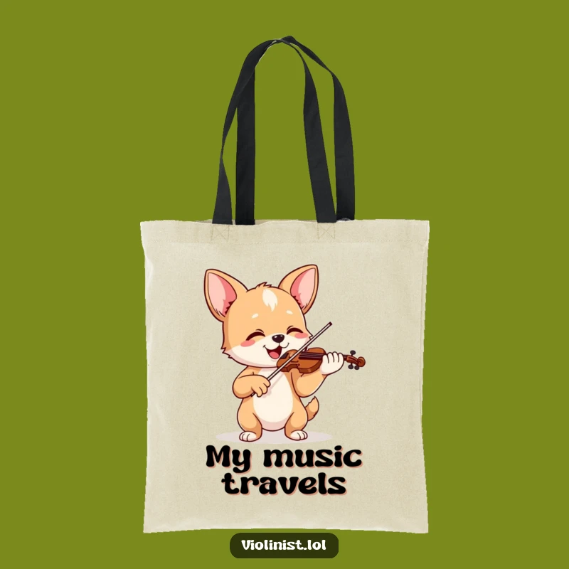 Funny Happy Dog Violinist Tote Bag - Carry Music with Canine Cheer