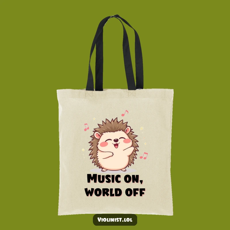 Funny Hedgehog Music Lover Tote Bag: Carry Your Tunes in Style