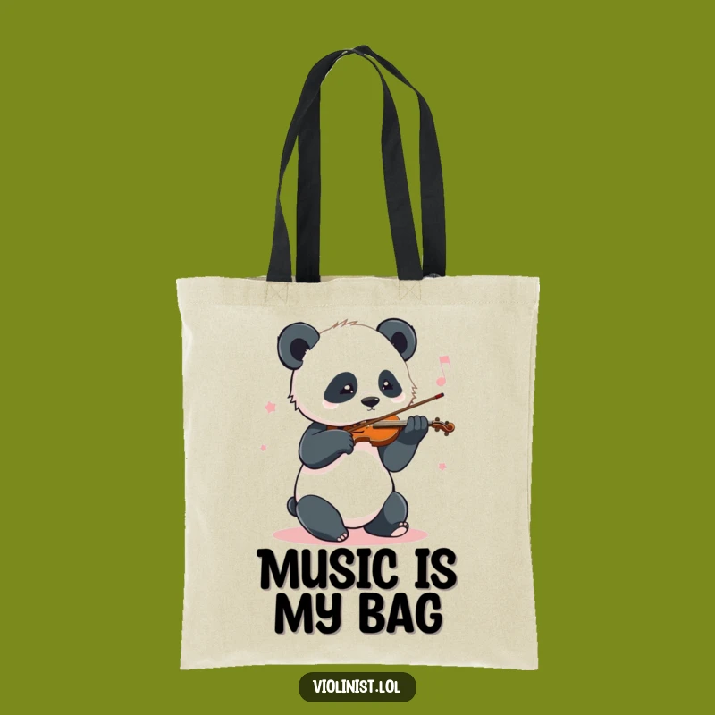 Funny Panda Violin Tote Bag: Carry Your Tunes with Playful Style
